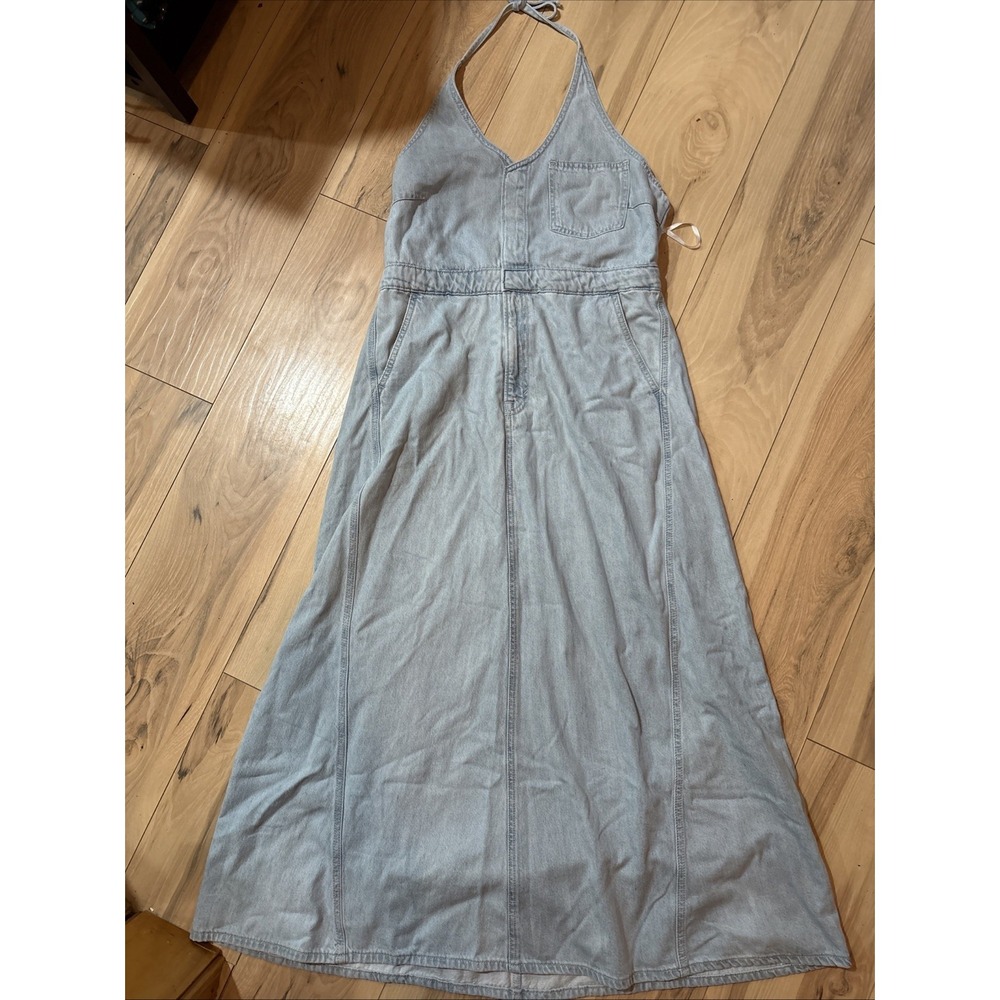 Universal Thread Dress Size 12 Maxi Halter Light Blue Denim Dress‎ NWT